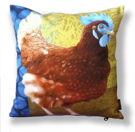 Bird cushion cover cotton or velvet BLUE COMB