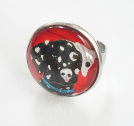 Cabochon ring dog PONGO