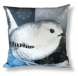 Housse coussin Oiseau coton ou velours  TROGLODYTE DE NEIGE