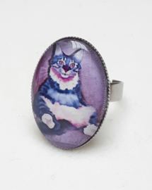 Cabochon-Ring Katze PINK EYE