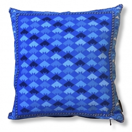 Blue velvet cushion cover CORN FLOWER