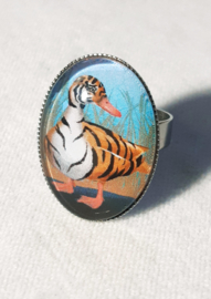 Cabochon ring bird TIGER DUCK