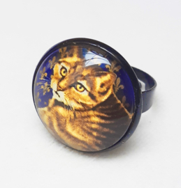 Cabochon ring cat GOLDIE