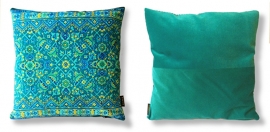 Turquoise velvet cushion cover BLUE HAWAII