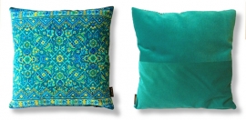 Turquoise fluwelen kussenhoes BLUE HAWAII