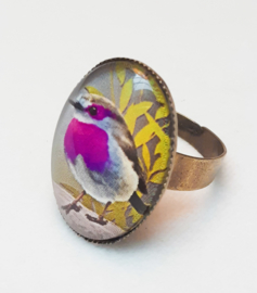 Cabochon-Ring Vogel PURPURKEHLCHEN