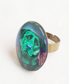 Anillo cabujón perro ESMERALDA