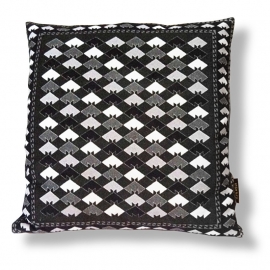 Housse coussin velours noire-grise-blanche MOSAÏQUE