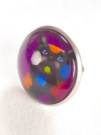 Cabochon ring cat PLAY CAT