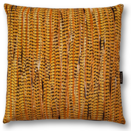 Housse Coussin velours Cognac PLUMES DE FAISAN