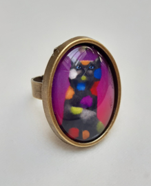 Anello cabochon gatto PLAY CAT