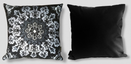 Black-grey-white velvet cushion cover BLACK ROSE