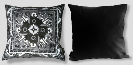 Black-grey-white velvet cushion cover BLACK MARBLE