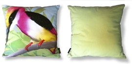 Bird cushion cover cotton or velvet TEA ROSE KINGFISHER