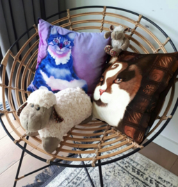 Brown velvet cushion cover Cat CHOCO PRINCE