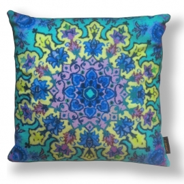 Turquoise velvet cushion cover SEA CORAL