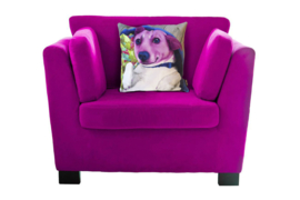 Purple velvet cushion cover Dog FAFFIE