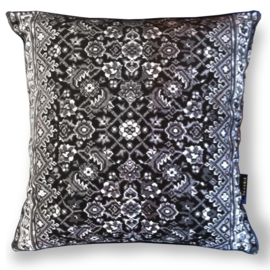 Housse coussin velours noire-grise-blanche SERPENT ROI