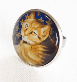 Cabochon ring cat GOLDIE