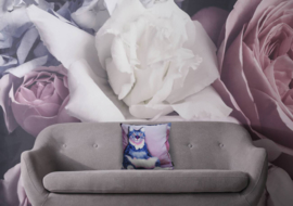 Lilac velvet cushion cover Cat PINK EYE