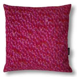 Purple velvet cushion cover PLUMED COCK'S COMB