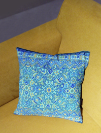 Turquoise velvet cushion cover BLUE HAWAII