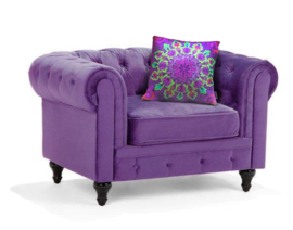 Purple velvet cushion cover LOTUS