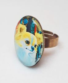 Bague cabochon chien BLONDIE