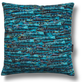 Turquoise velvet cushion cover EMPEROR DRAGONFLY