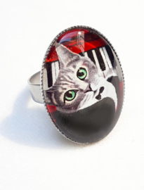 Anillo cabujón gato  NORA