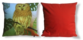 Housse coussin Oiseau coton ou velours  HIBOU TROPICAL