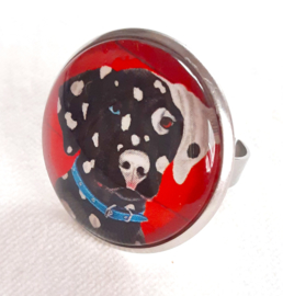 Cabochon ring dog PONGO