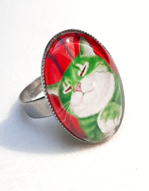 Anello cabochon gatto Mr GREEN