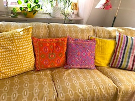 Orange velvet cushion cover TANGERINE