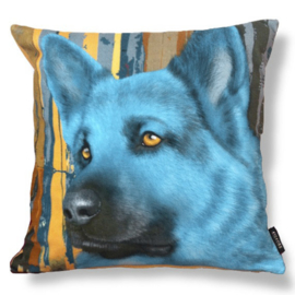 Blauw fluwelen kussenhoes Hond AZURO