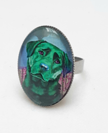 Cabochon-Ring Hund ESMERALDA