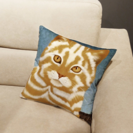 Housse coussin chat velours Mocca-Crème MACCHIATO  