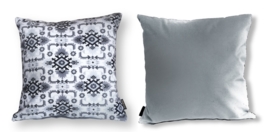 Black-grey-white velvet cushion cover AVOCET