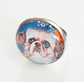 Cabochon ring dog SHIZI