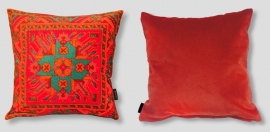 Red velvet cushion cover AFTERGLOW