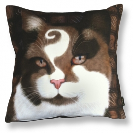 Housse coussin chat velours Brune PRINCE CHOCO 