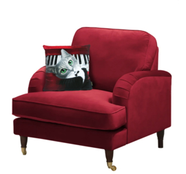 Red grey black velvet cushion cover Cat NORA