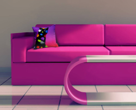 Violet velvet cushion cover Cat PLAY CAT