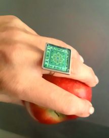 Anello cabochon GIADA verde