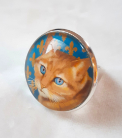 Cabochon ring cat BLUE EYE