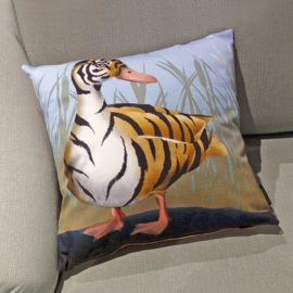 Bird cushion cover cotton or velvet TIGER DUCK