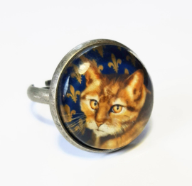 Cabochon ring cat GOLDIE