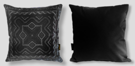 Black-grey-white velvet cushion cover BLACK MAGIC