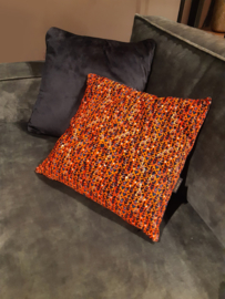 Orange velvet cushion cover FIRE BUGS