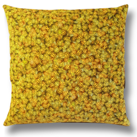 Yellow velvet cushion cover LADYBIRD